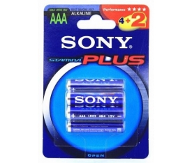 Sony Plus 4+2 Alkalin AAA İnce Pil 6lı Blister